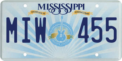 MS license plate MIW455