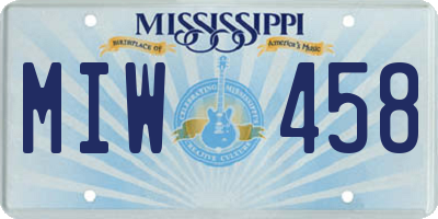 MS license plate MIW458