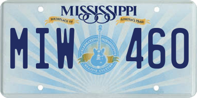 MS license plate MIW460