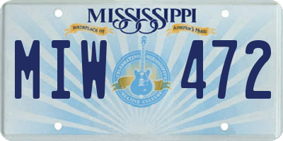 MS license plate MIW472