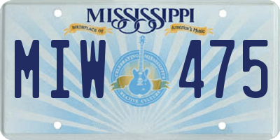 MS license plate MIW475