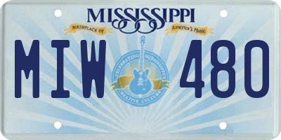 MS license plate MIW480