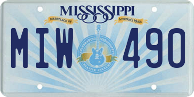 MS license plate MIW490
