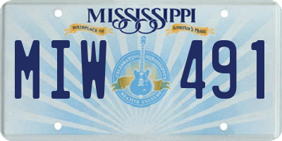 MS license plate MIW491