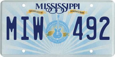MS license plate MIW492