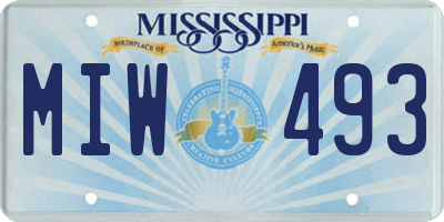 MS license plate MIW493