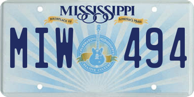 MS license plate MIW494