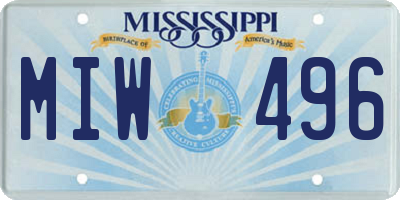 MS license plate MIW496