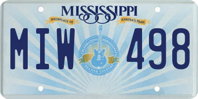 MS license plate MIW498