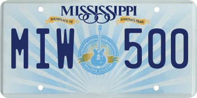 MS license plate MIW500