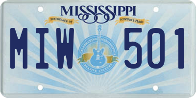 MS license plate MIW501