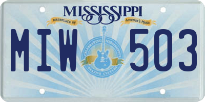 MS license plate MIW503