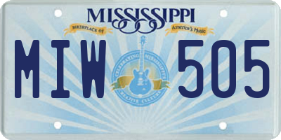 MS license plate MIW505