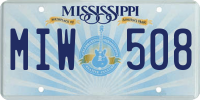 MS license plate MIW508