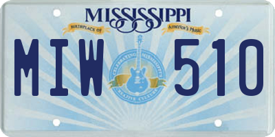 MS license plate MIW510