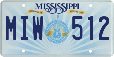 MS license plate MIW512