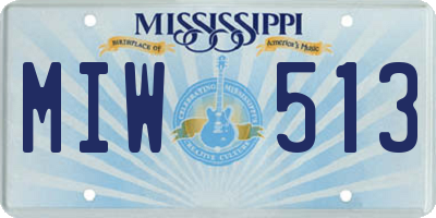 MS license plate MIW513