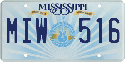 MS license plate MIW516