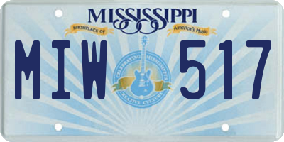 MS license plate MIW517