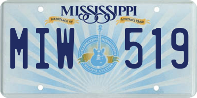 MS license plate MIW519