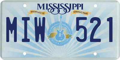 MS license plate MIW521