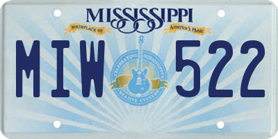 MS license plate MIW522
