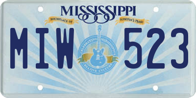 MS license plate MIW523