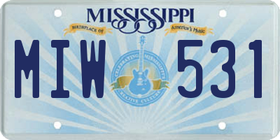 MS license plate MIW531