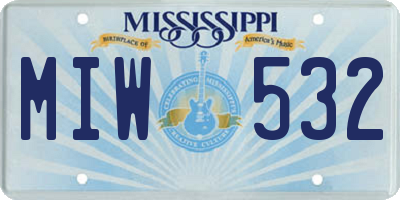 MS license plate MIW532