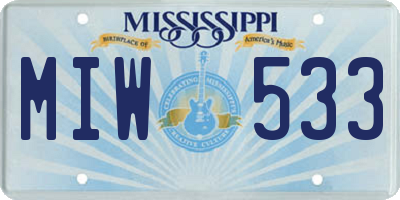 MS license plate MIW533