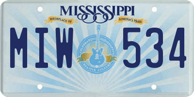 MS license plate MIW534