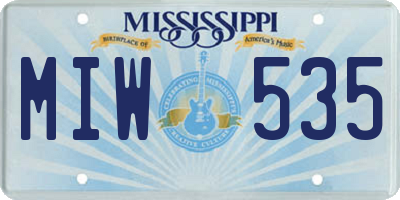 MS license plate MIW535