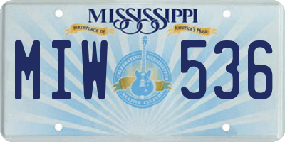 MS license plate MIW536