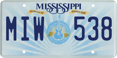 MS license plate MIW538
