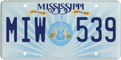 MS license plate MIW539
