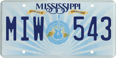 MS license plate MIW543