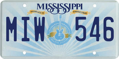 MS license plate MIW546