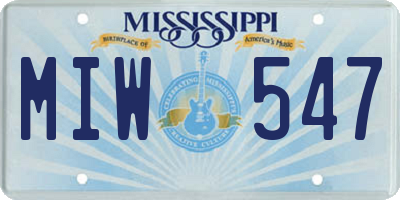 MS license plate MIW547