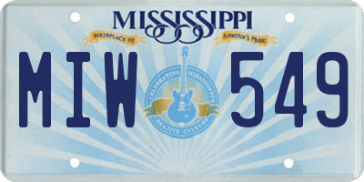 MS license plate MIW549