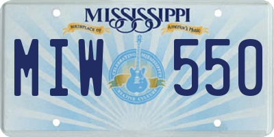 MS license plate MIW550