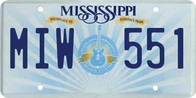 MS license plate MIW551