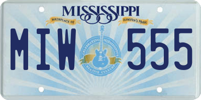MS license plate MIW555