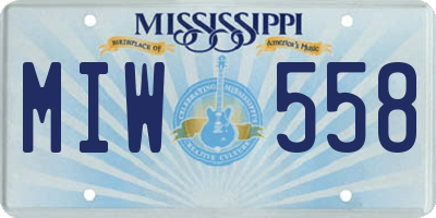 MS license plate MIW558