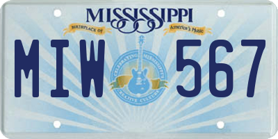 MS license plate MIW567