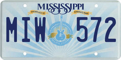 MS license plate MIW572