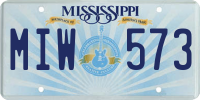 MS license plate MIW573