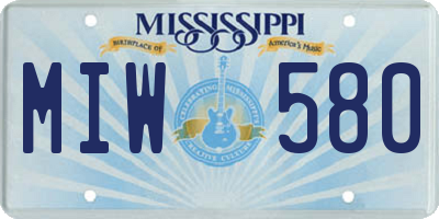 MS license plate MIW580