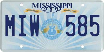 MS license plate MIW585