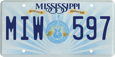 MS license plate MIW597