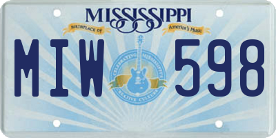 MS license plate MIW598